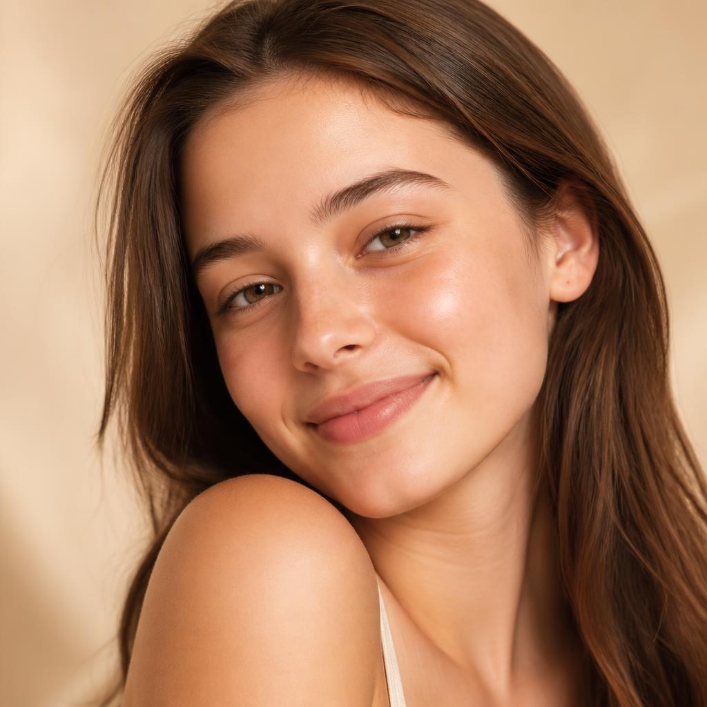 Fresh, natural skin wearing PREP by KARAME