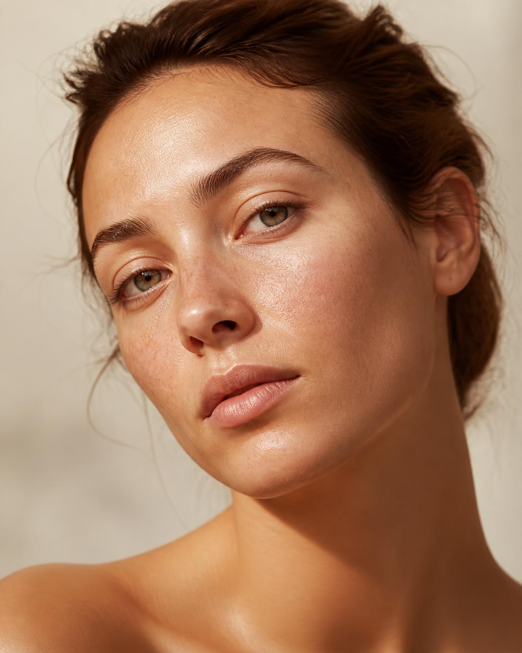 Bare, fresh skin before the routine